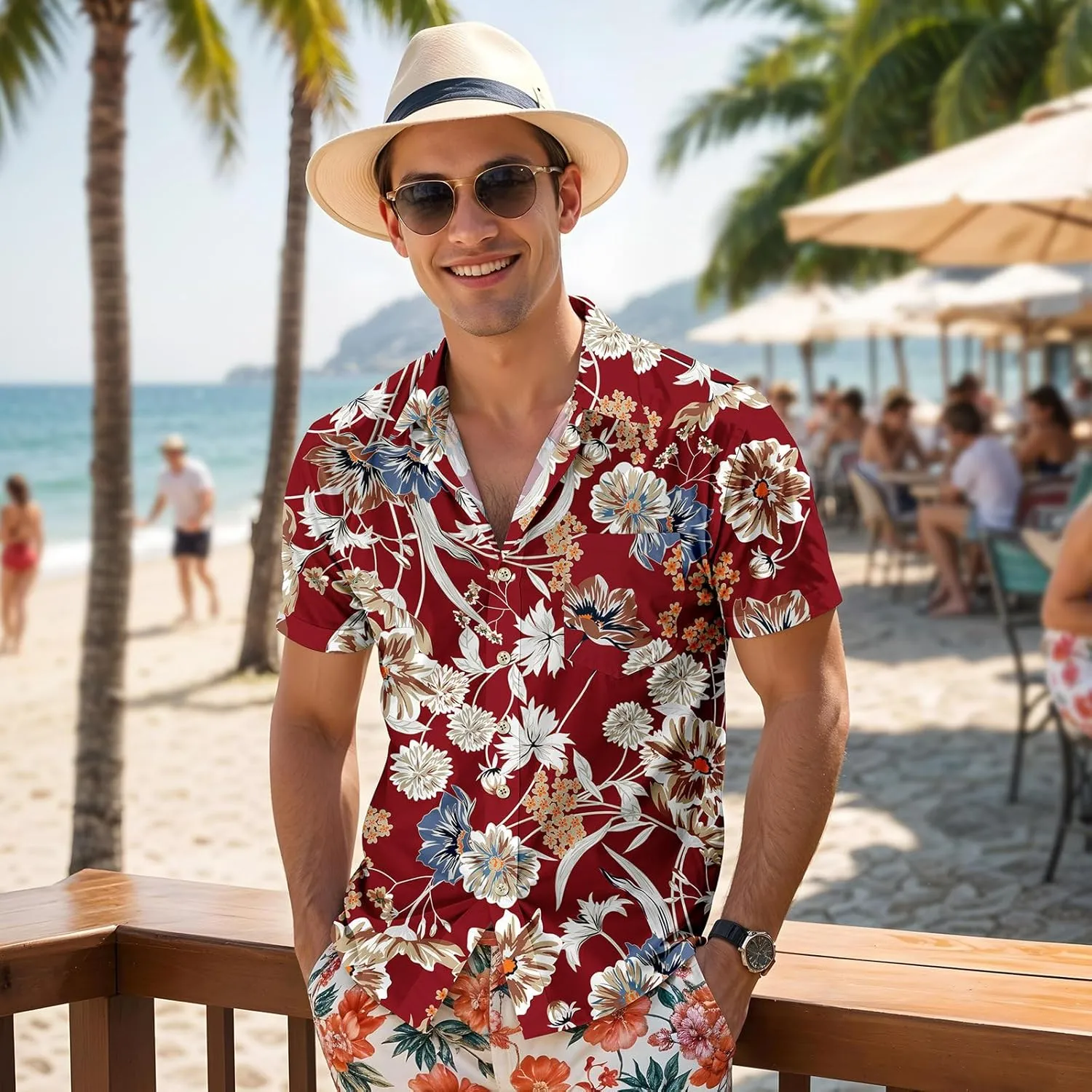 Hawaiian Shirt for Mens Beach Shirts Short Sleeve Button Shirts for Men Tropical Big Tall Funny Floral Aloha Shirt