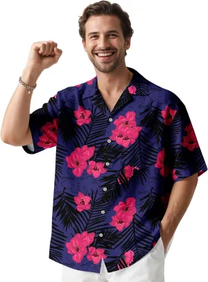 Hawaiian Shirt for Mens Beach Shirts Short Sleeve Button Shirts for Men Tropical Big Tall Funny Floral Aloha Shirt