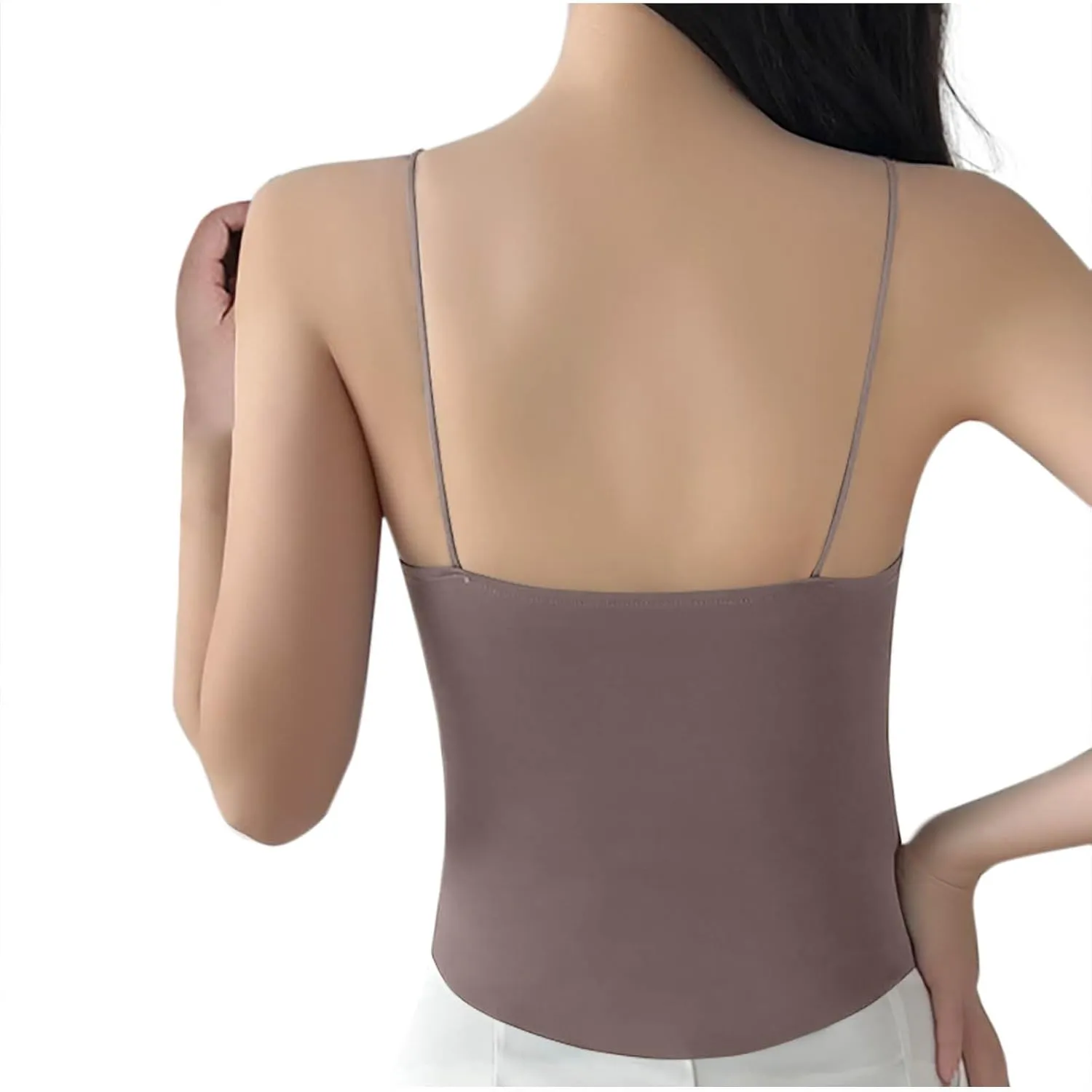 HGps8w Women's Built in Bra Camisole Sexy Spaghetti Strap Tank Tops Bandeau Workout Yoga Undershirts