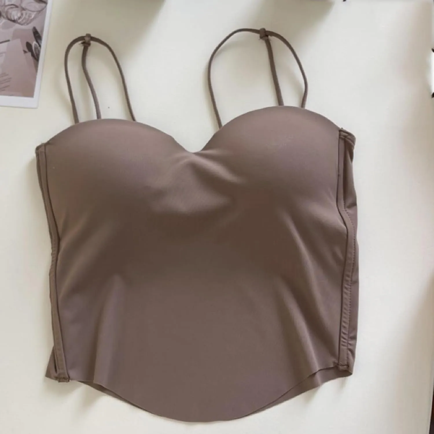 HGps8w Women's Built in Bra Camisole Sexy Spaghetti Strap Tank Tops Bandeau Workout Yoga Undershirts