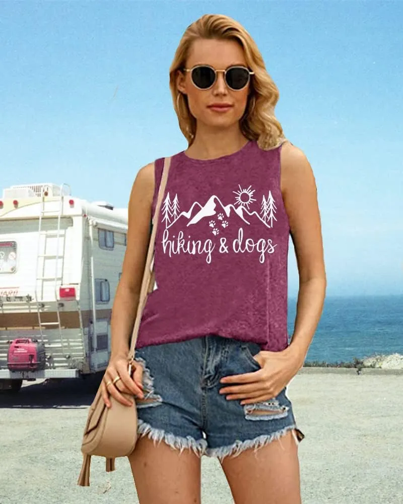 Hiking Mountain Shirts Women Funny Adventure Graphic Tank Top Summer Outdoor Camping Sleeveless Tee