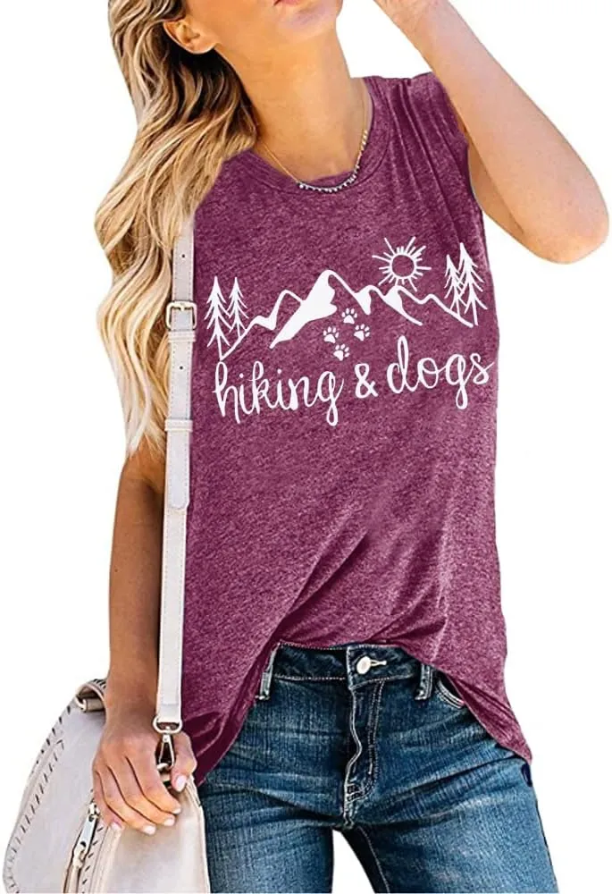 Hiking Mountain Shirts Women Funny Adventure Graphic Tank Top Summer Outdoor Camping Sleeveless Tee