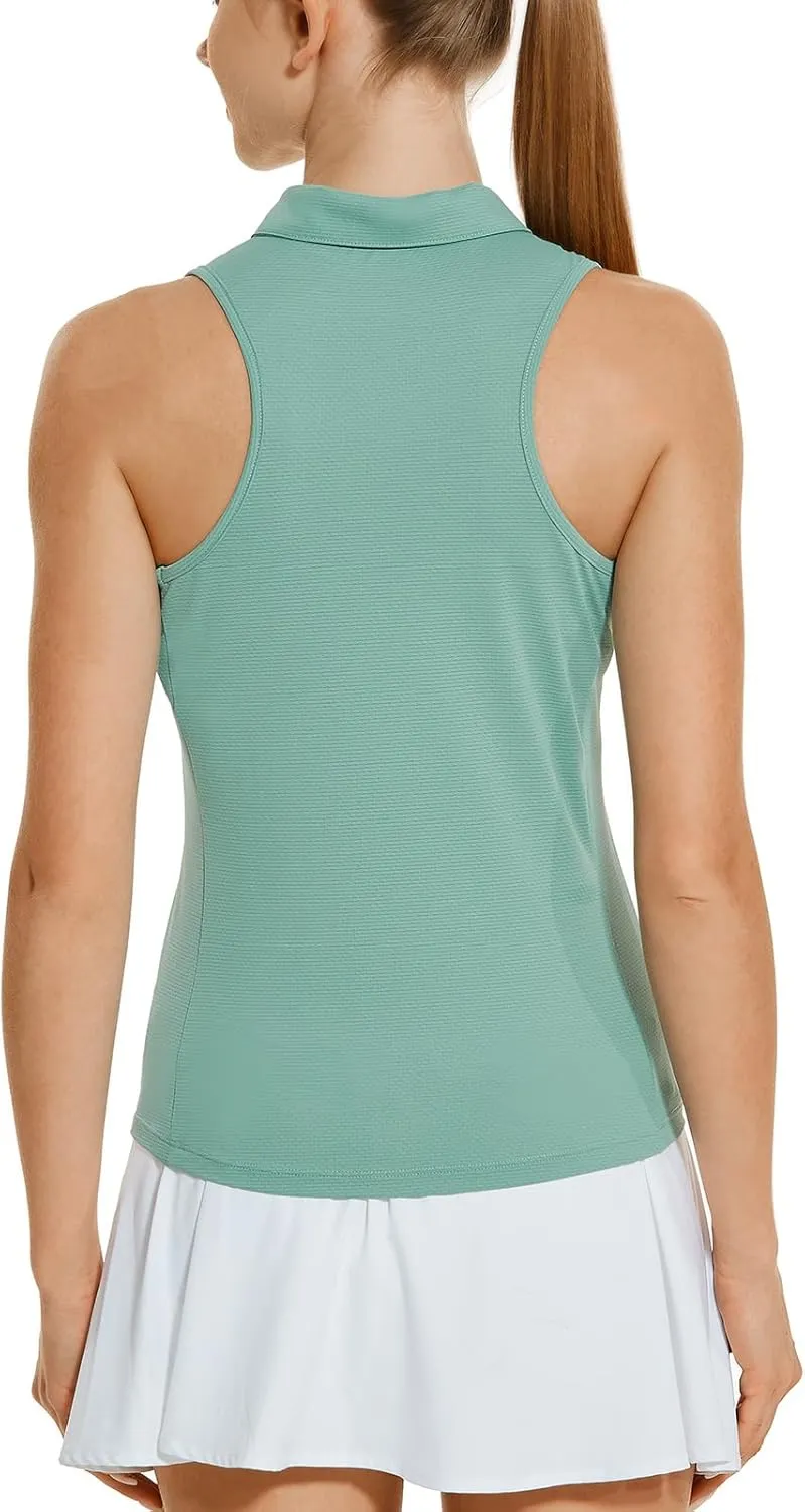HODOSPORTS Women's Sleeveless Golf Polo Shirts V-Neck Tennis Shirts Quick Dry Racerback Tank Tops