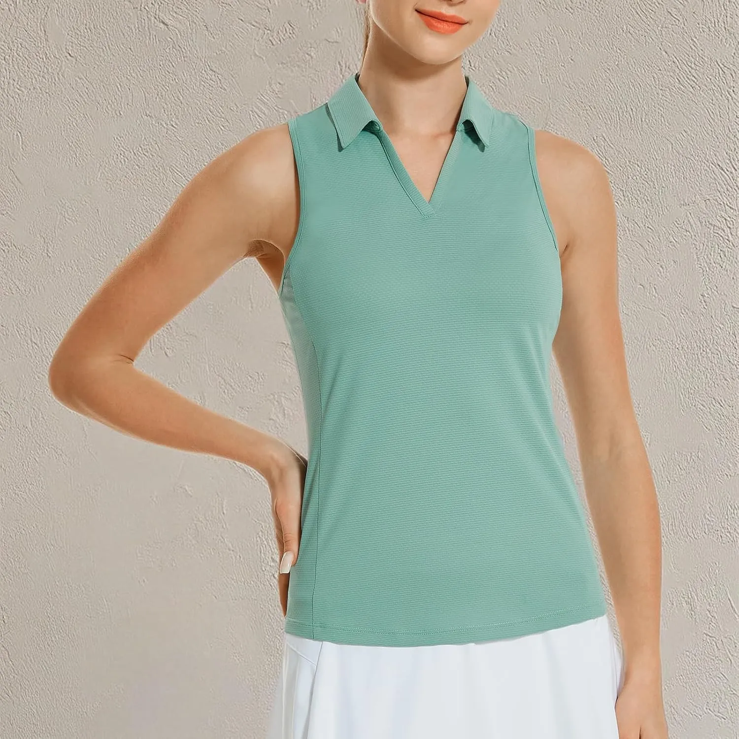 HODOSPORTS Women's Sleeveless Golf Polo Shirts V-Neck Tennis Shirts Quick Dry Racerback Tank Tops