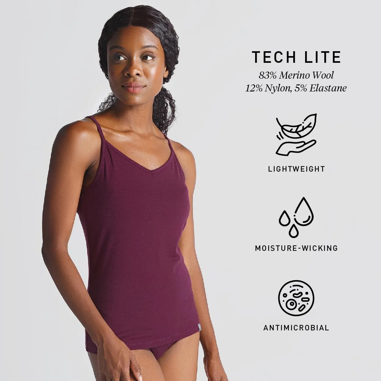 IBEX Thermoregulating Merino Wool Essentials Cami Tops for Women | Lightweight & Soft Cami with Adjustable Straps