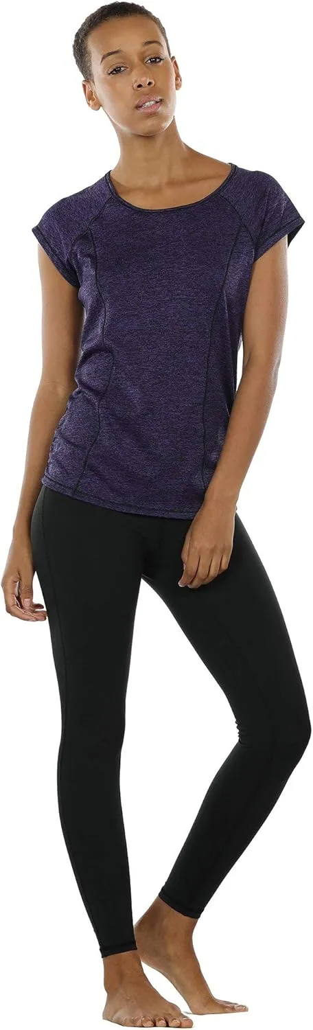icyzone Workout Running Shirts for Women - Fitness Gym Yoga Exercise Short Sleeve T Shirts Open Back Tops