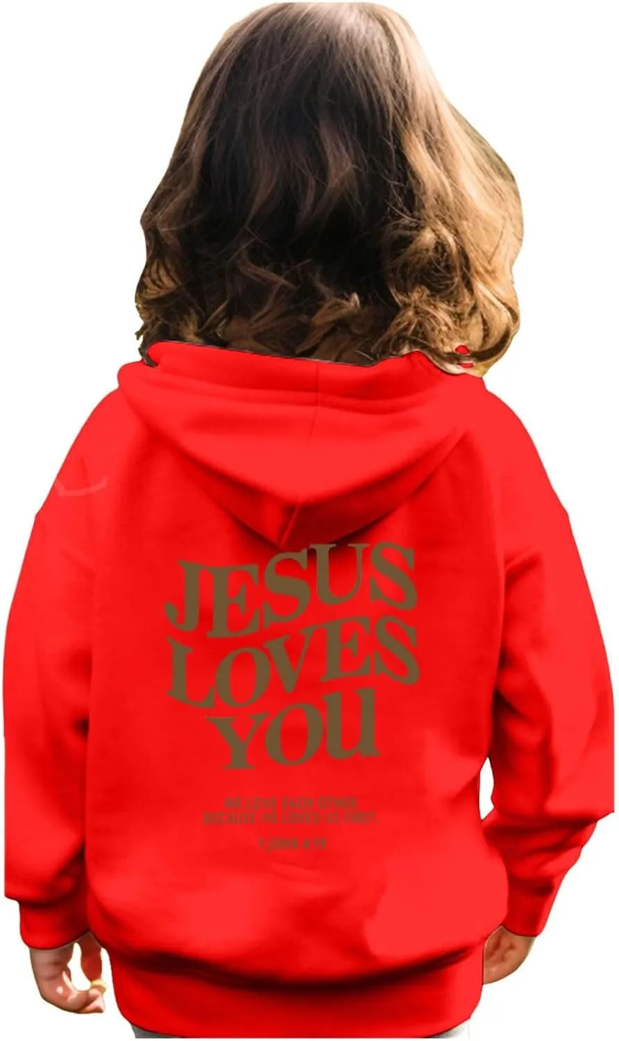 Jesus Loves You Girls Oversized Hoodies Drop Shoulder Letter Print Preppy Sweatshirt Sweatshirt Tops with Pockets