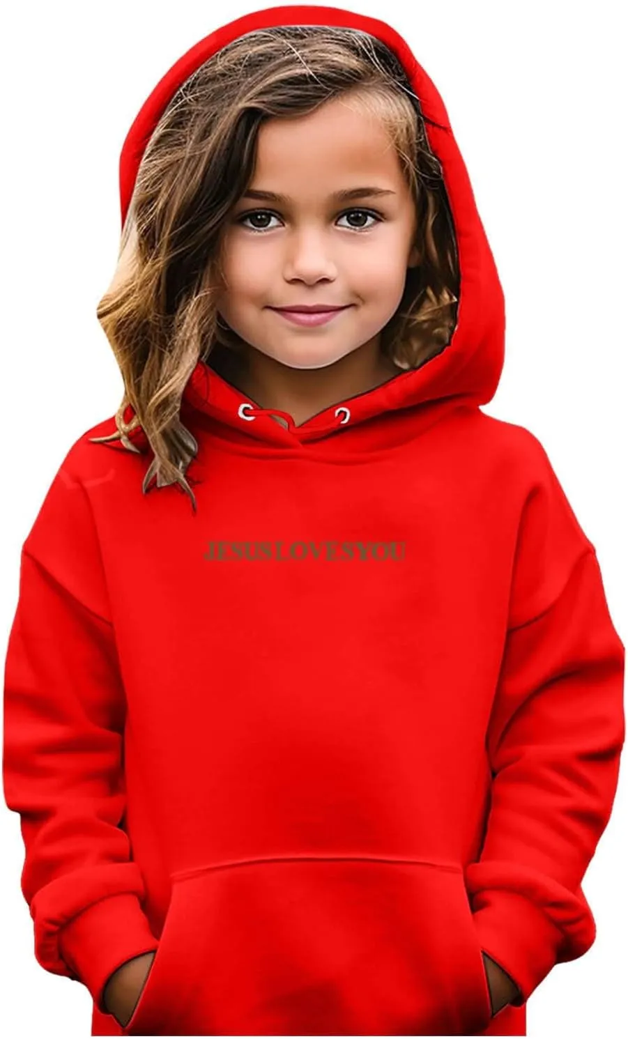 Jesus Loves You Girls Oversized Hoodies Drop Shoulder Letter Print Preppy Sweatshirt Sweatshirt Tops with Pockets