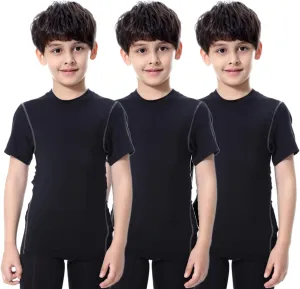 LANDUNSI 1~3 Pack Youth Boys Compression Shirt Athletic Short Sleeve Baseball Undershirt Soccer Sports Base Layer Top