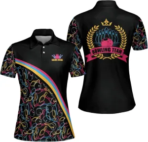 LASFOUR Personalized 3D Funny Bowling Shirts for Women, Custom Bowling Team Shirts for Women, Women Bowling Jerseys
