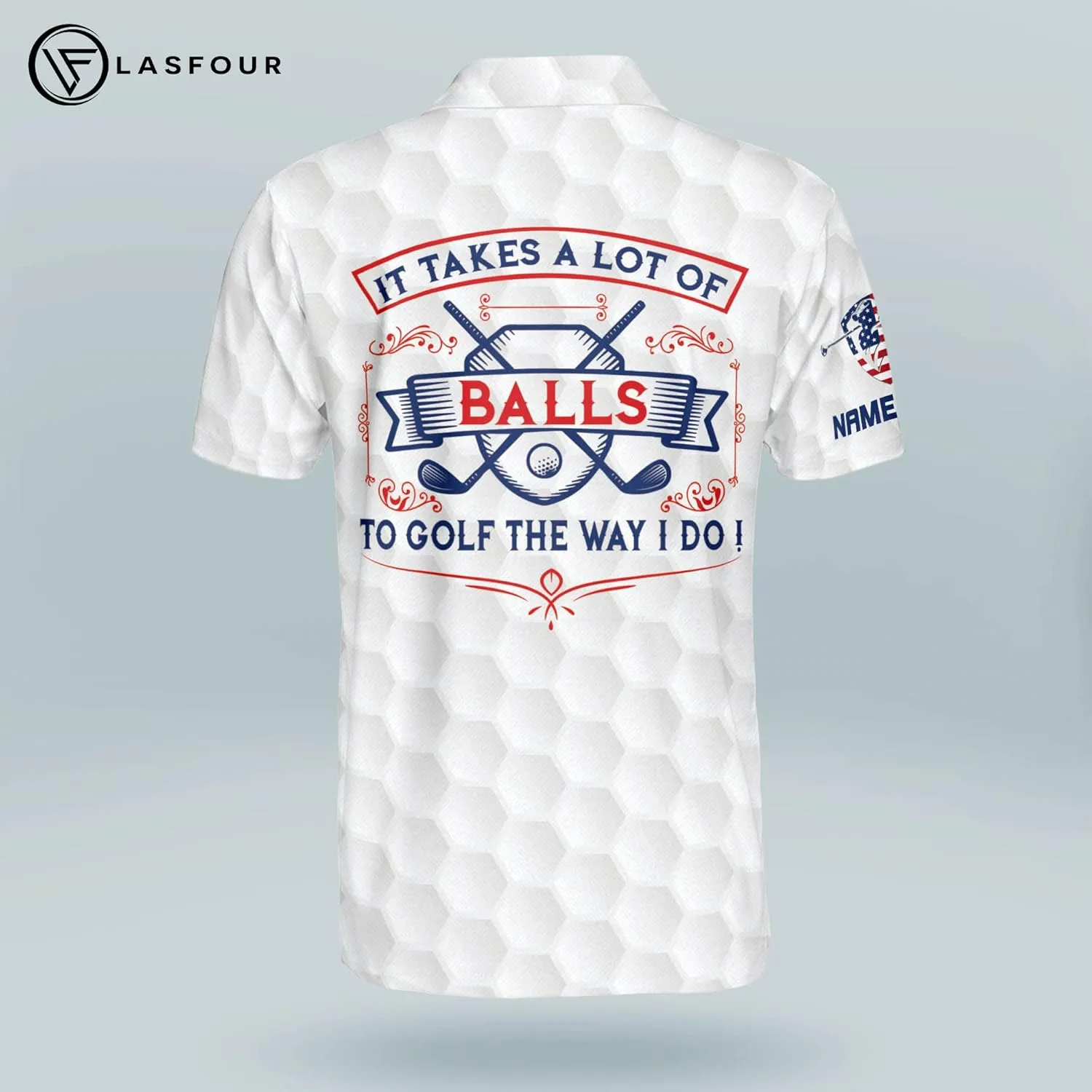 LASFOUR Personalized 3D Funny Golf Polo Shirts for Men, Men's Golf Shirts Short Sleeve Polo Dry Fit, America Golf Polos