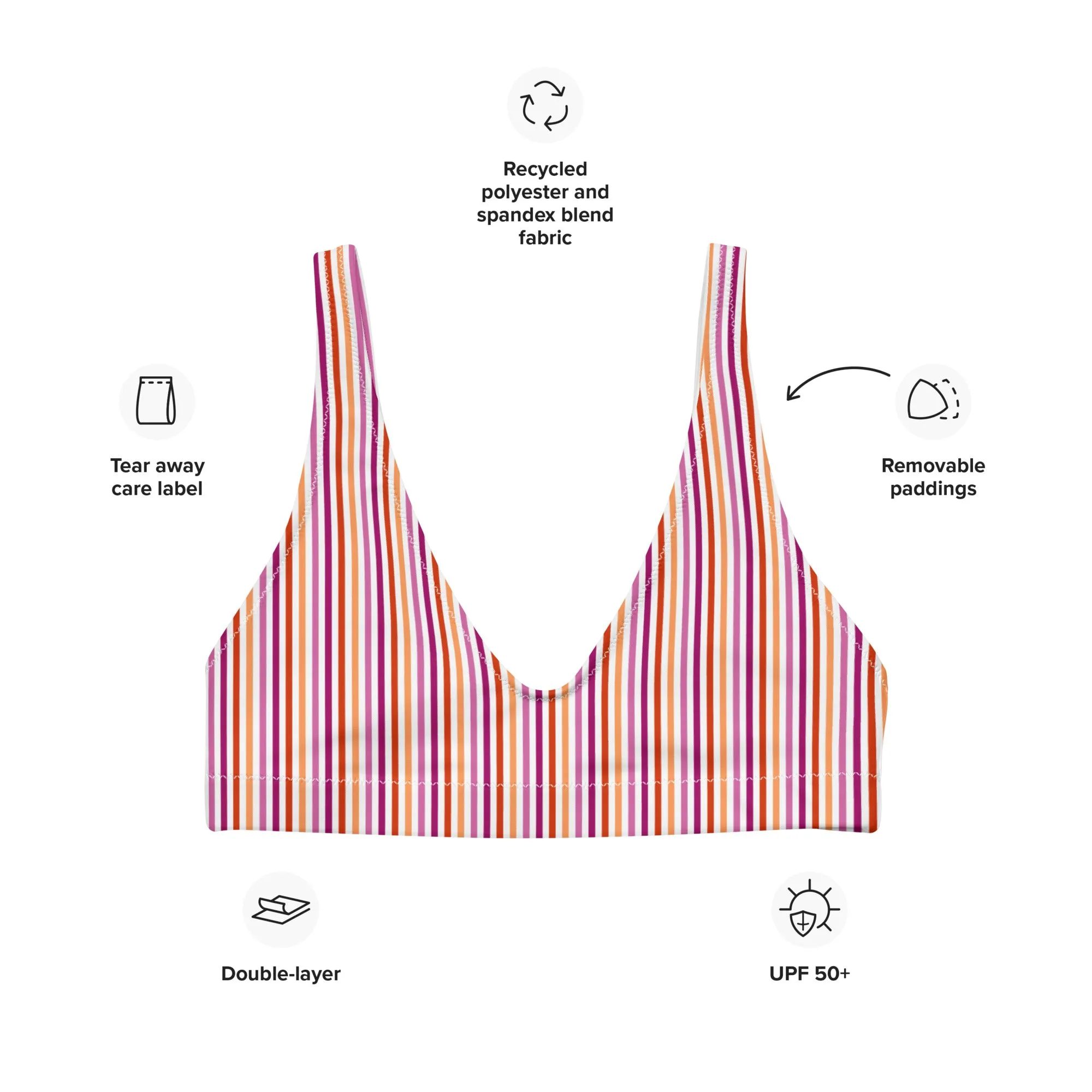 Lesbian Striped Athletic Bikini Top