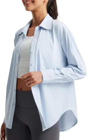 Libin Women's Sun Protection Shirts Long Sleeve UPF50  Button Down Shirt Quick Dry Swim Beach Cover Up for Hiking Safari
