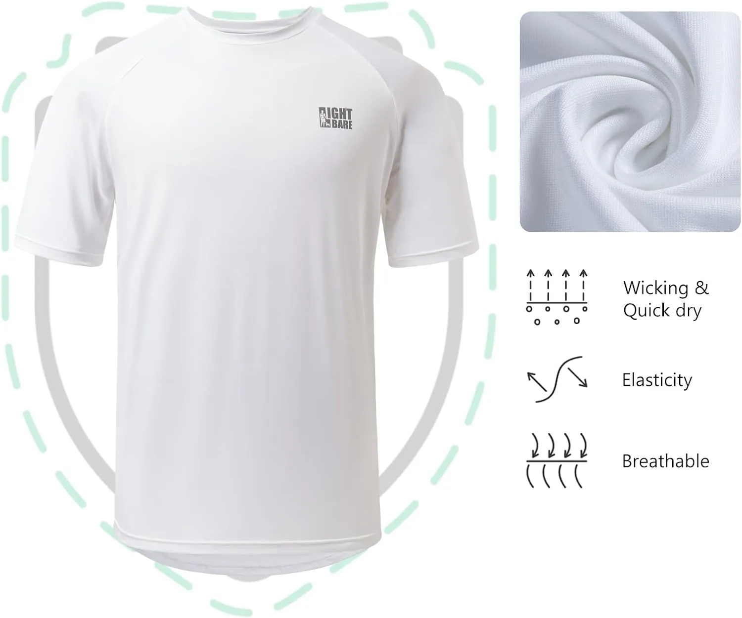 Lightbare UPF50  Men's Dry Fit T-Shirts Short Sleeve Sun Protection Shirts for Running Workout Sports
