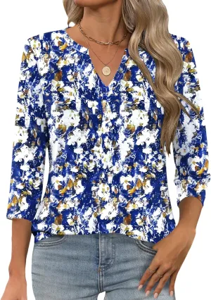 LOMON Womens 3/4 Length Sleeve Tops V Neck T Shirts Casual Basic Tees Work Blouse Spring Summer Shirts
