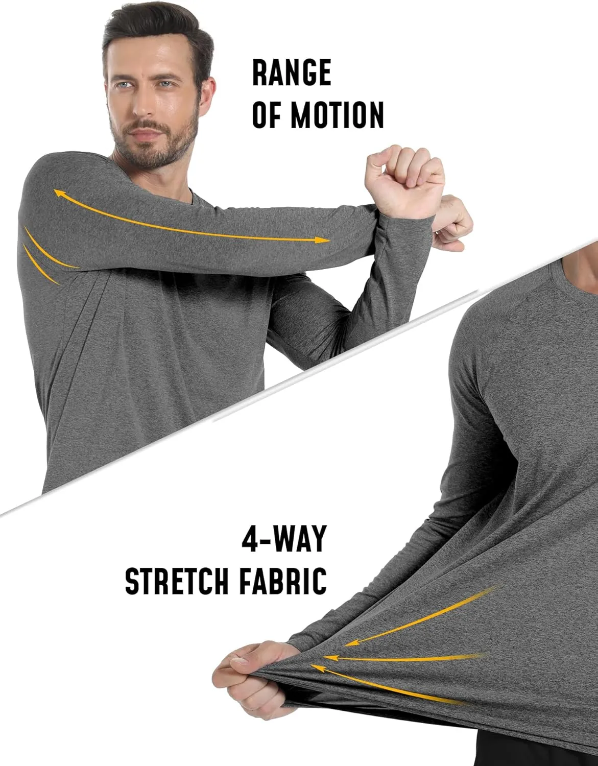 Long Sleeve Shirts for Men 4 Pack Workout T Shirt UPF 50  Rash Guard Quick Dry Fit Fishing Athletic Tshirt