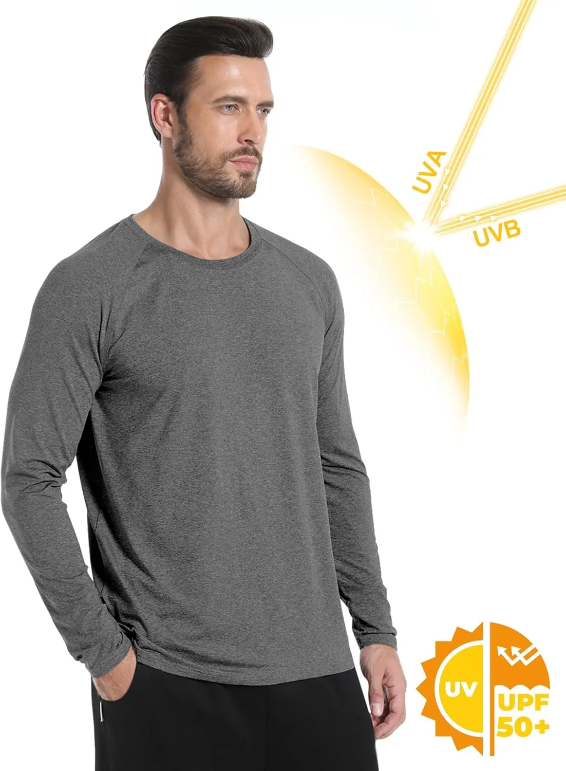 Long Sleeve Shirts for Men 4 Pack Workout T Shirt UPF 50  Rash Guard Quick Dry Fit Fishing Athletic Tshirt