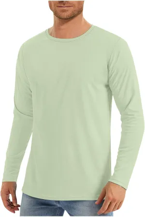 Long Sleeve Shirts for Men Sun Protection Casual Quick Dry Workout Athletic T-Shirts Lightweight Gym Tees Basic Tops