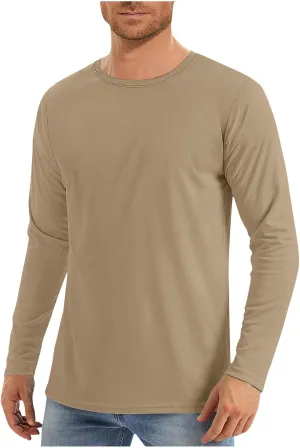 Long Sleeve Shirts for Men Sun Protection Casual Quick Dry Workout Athletic T-Shirts Lightweight Gym Tees Basic Tops