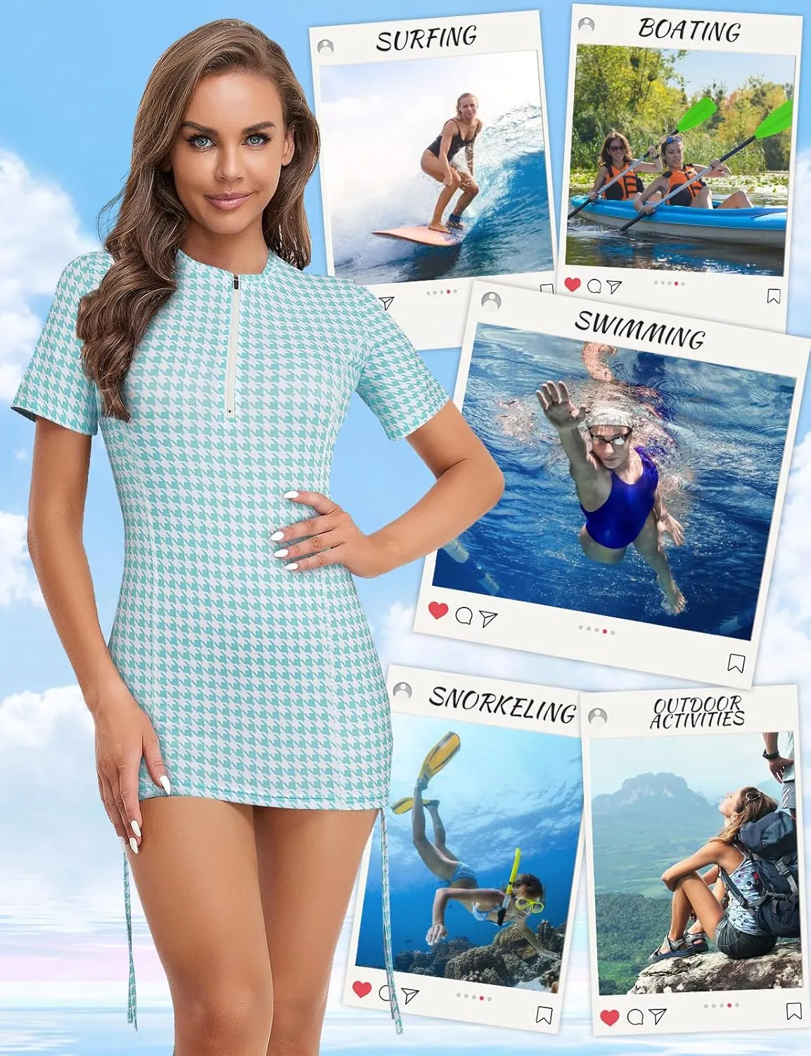 LURANEE Womens Short Sleeve Rash Guard Shirts UPF 50  Side Adjustable Wetsuit Swimsuit Top S-XXL