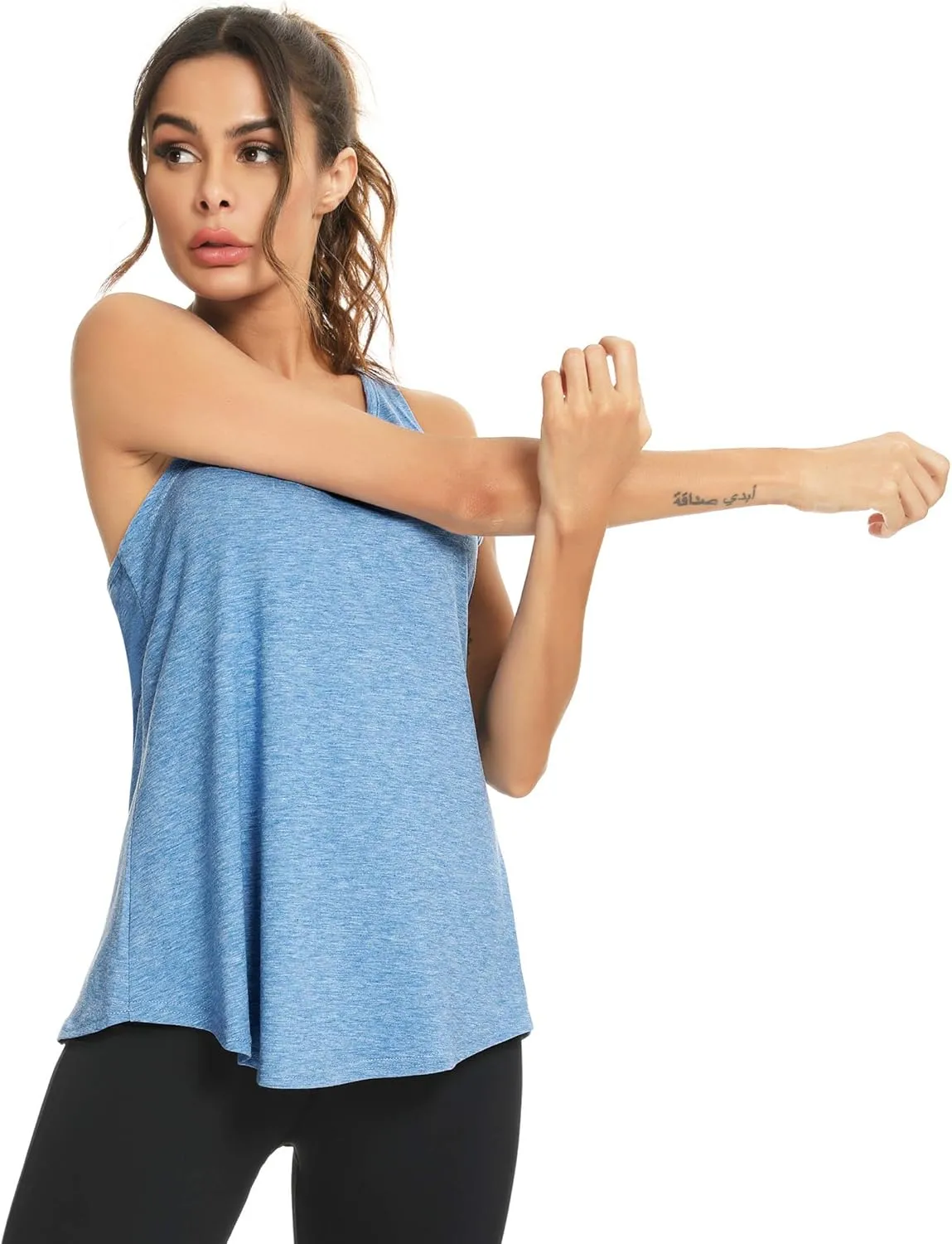 LYHNMW Open Back Workout Top Backless Yoga Shirts Tie Back Workout Tank Activewear Shirts Exercise Yoga Tank Tops (1-3Pack)
