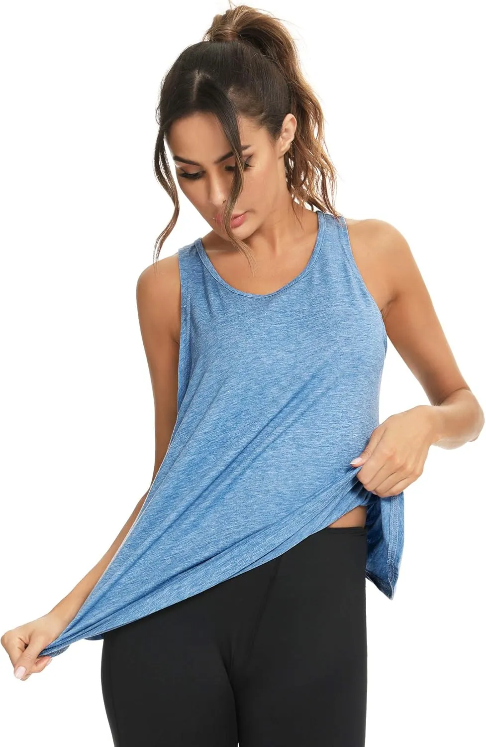 LYHNMW Open Back Workout Top Backless Yoga Shirts Tie Back Workout Tank Activewear Shirts Exercise Yoga Tank Tops (1-3Pack)