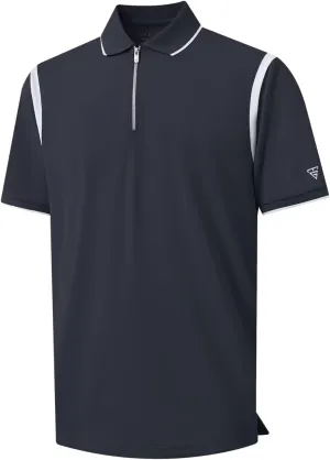 M MAELREG Polo Shirts for Men Short Sleeve Casual Dry Fit Lightweight Performance Moisture Wicking Zipper Mens Golf Shirts