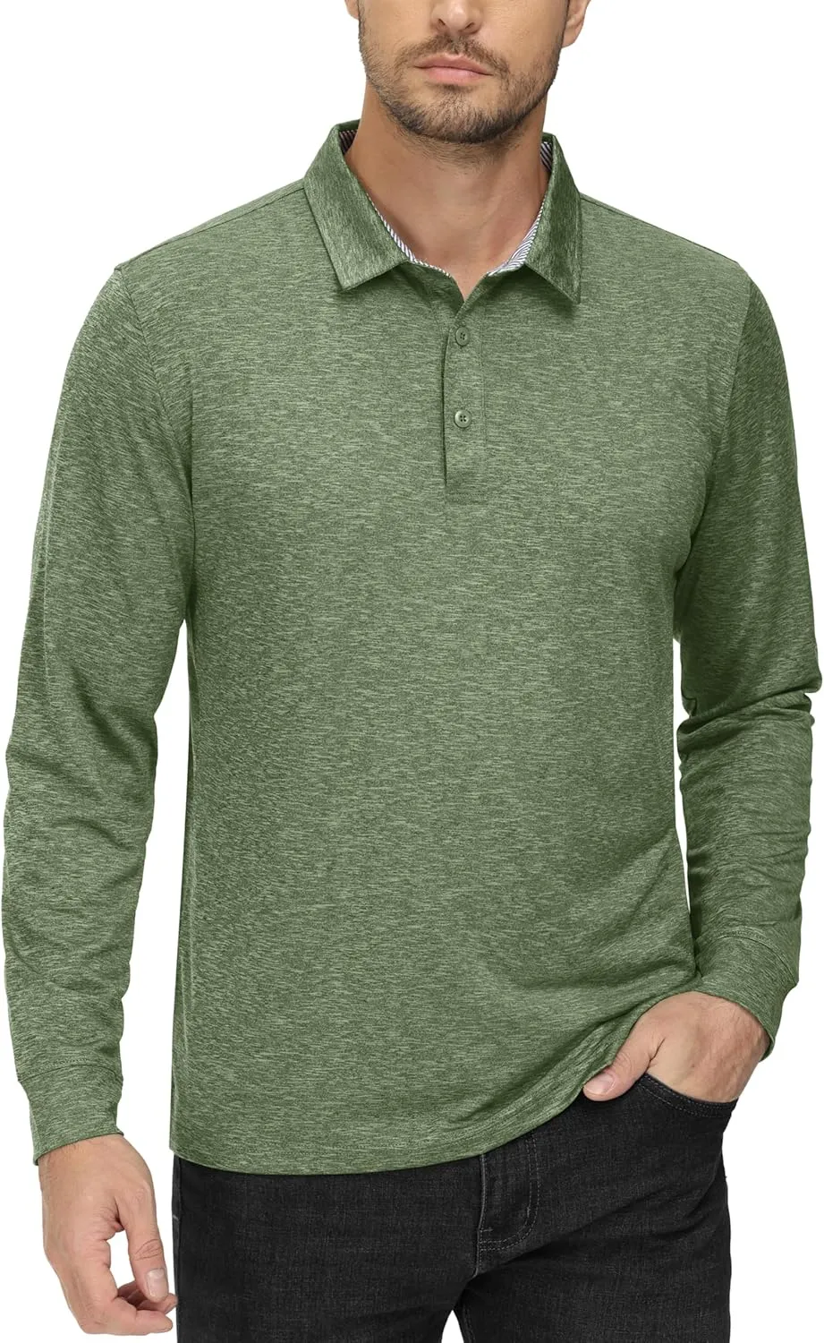 MAGCOMSEN Men's Long Sleeve Golf Polo Shirts Collared Athletic Quick Dry Lightweight Work Shirts
