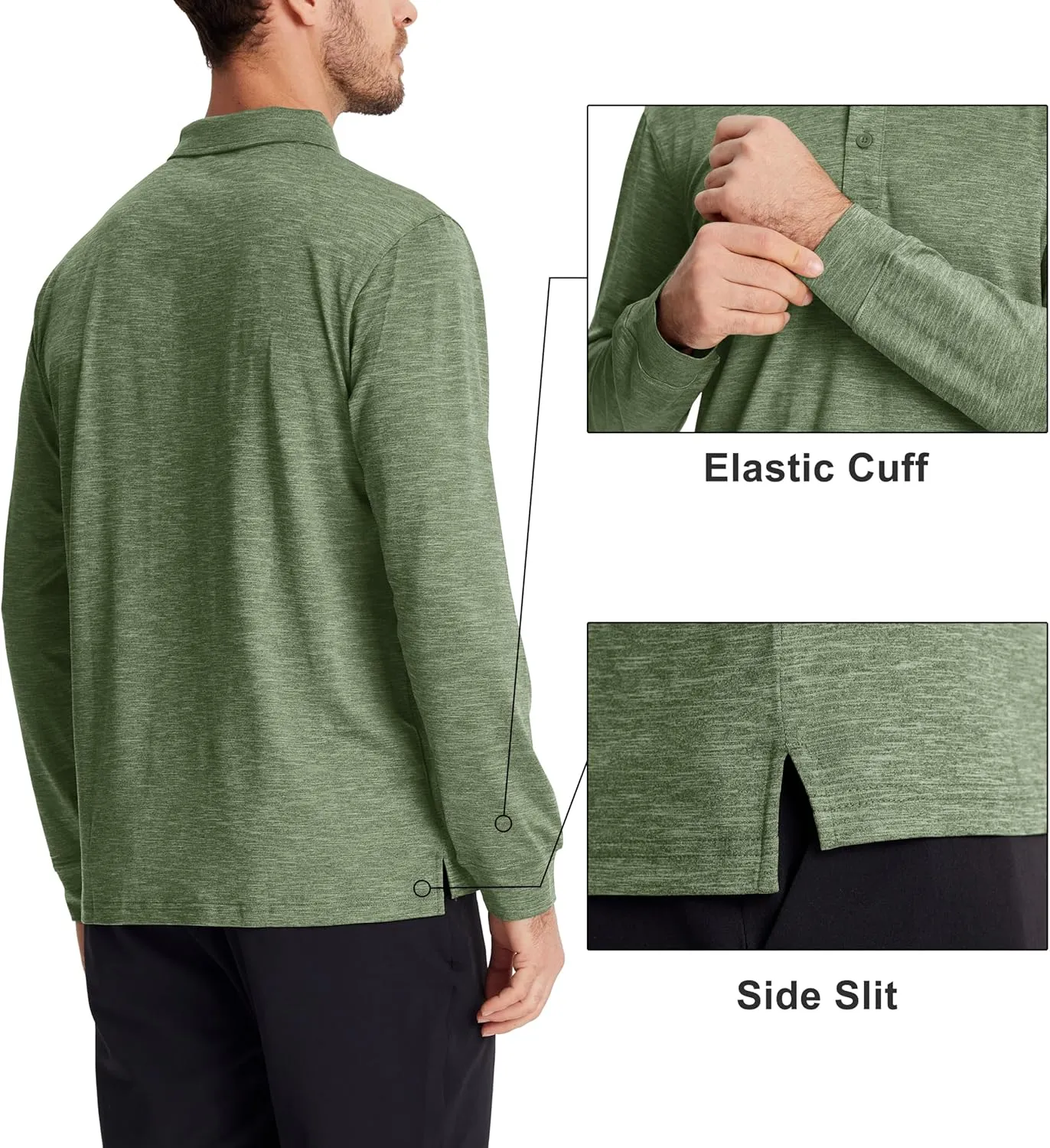 MAGCOMSEN Men's Long Sleeve Golf Polo Shirts Collared Athletic Quick Dry Lightweight Work Shirts