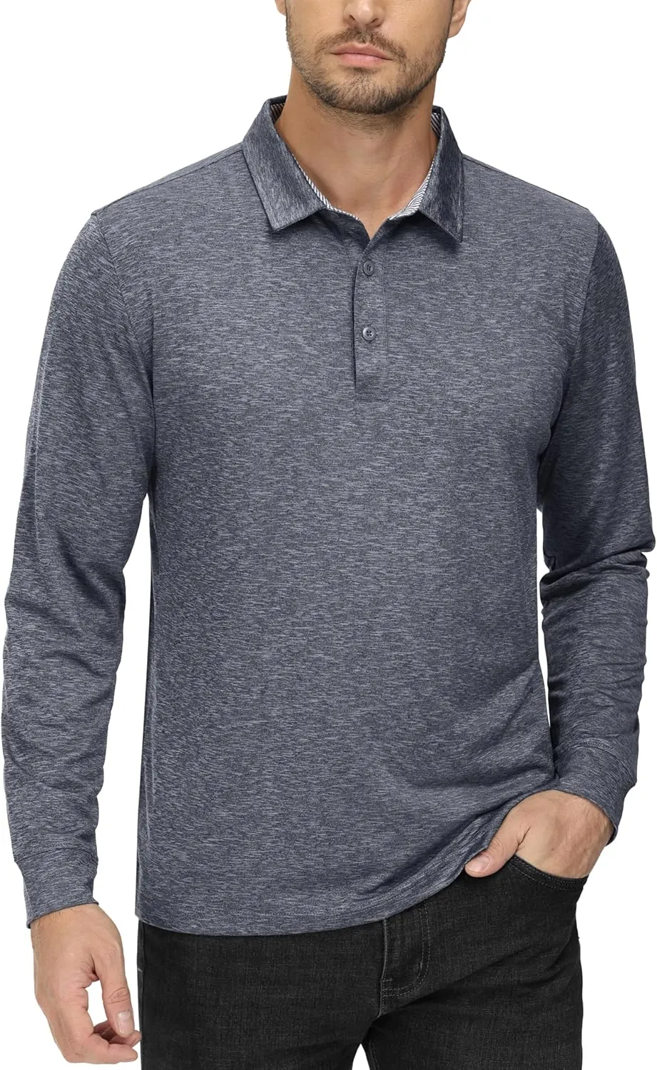 MAGCOMSEN Men's Long Sleeve Golf Polo Shirts Collared Athletic Quick Dry Lightweight Work Shirts