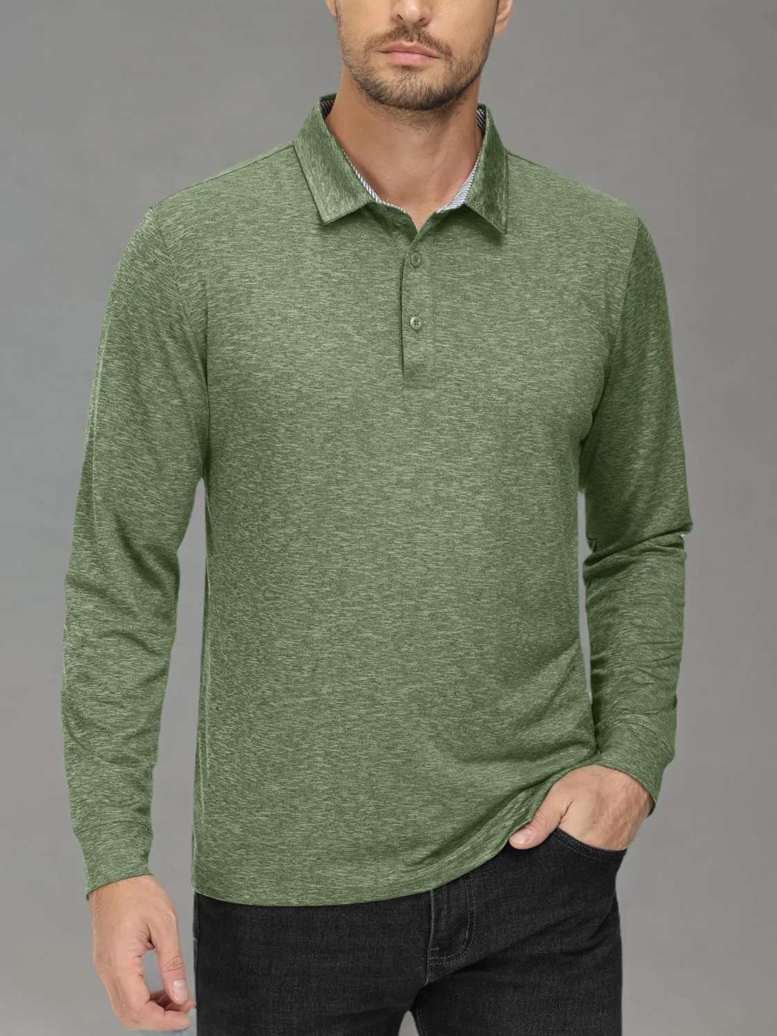 MAGCOMSEN Men's Long Sleeve Golf Polo Shirts Collared Athletic Quick Dry Lightweight Work Shirts