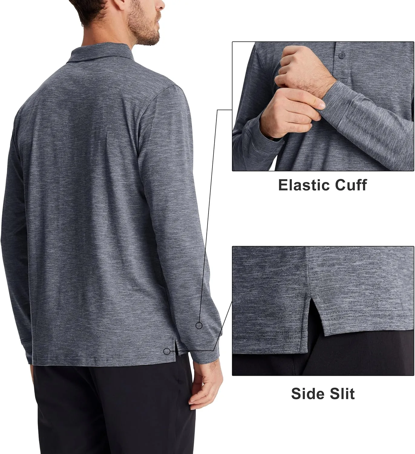 MAGCOMSEN Men's Long Sleeve Golf Polo Shirts Collared Athletic Quick Dry Lightweight Work Shirts