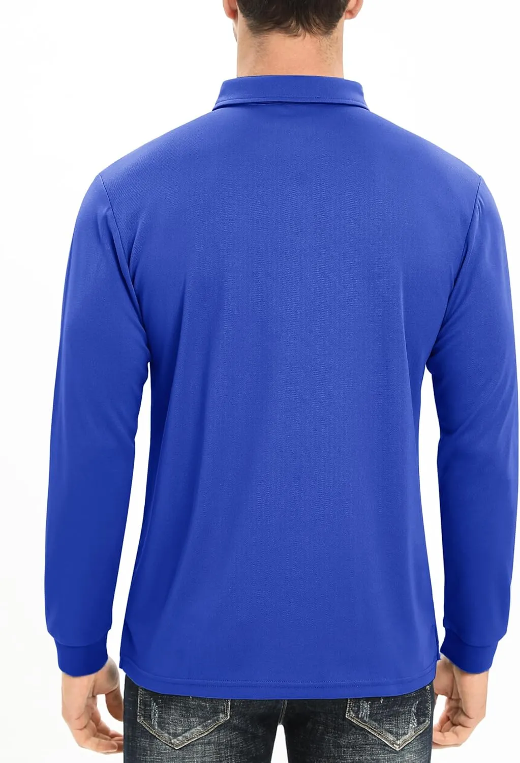 MAGCOMSEN Men's Polo Shirt Long Sleeve Golf Shirts Quick Dry Lightweight 3-Button Performance Work Fishing Athletic