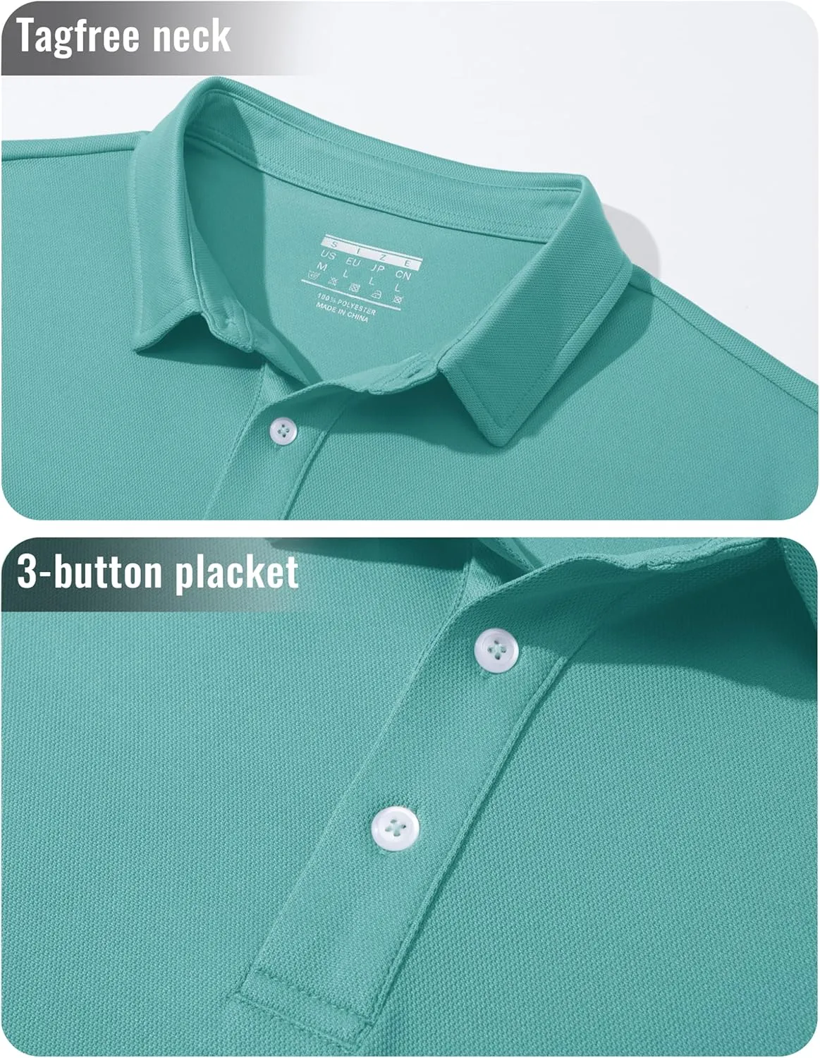 MAGCOMSEN Men's Polo Shirt Long Sleeve Golf Shirts Quick Dry Lightweight 3-Button Performance Work Fishing Athletic