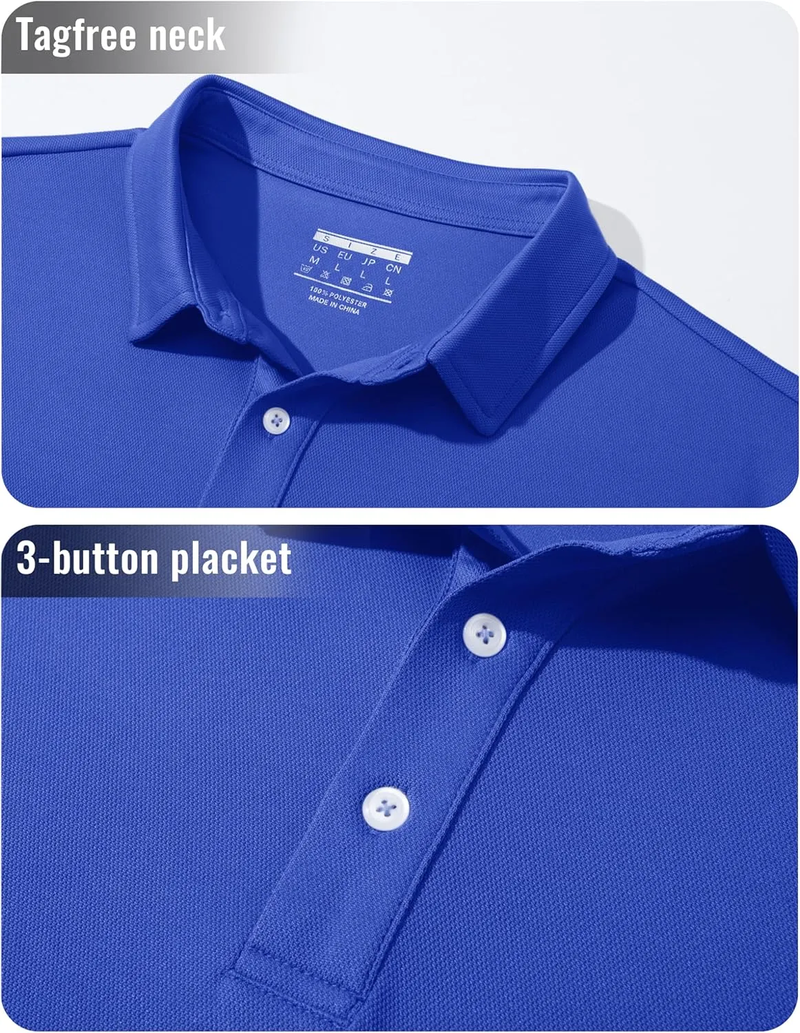MAGCOMSEN Men's Polo Shirt Long Sleeve Golf Shirts Quick Dry Lightweight 3-Button Performance Work Fishing Athletic