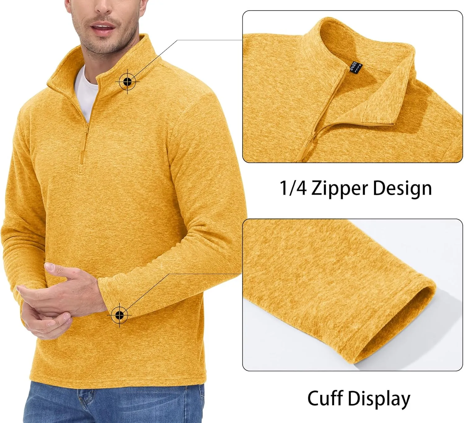 MAGCOMSEN Men's Shirts 1/4 Zip Fleece Pullover Mid-Weight Long Sleeve Sweatshirts Athletic Shirts