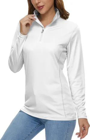 MAGCOMSEN Women's Shirts Long Sleeve 1/4 Zip UPF50  UV Sun Protection Quick Dry Workout Hiking Athletic Shirts Rash Guard