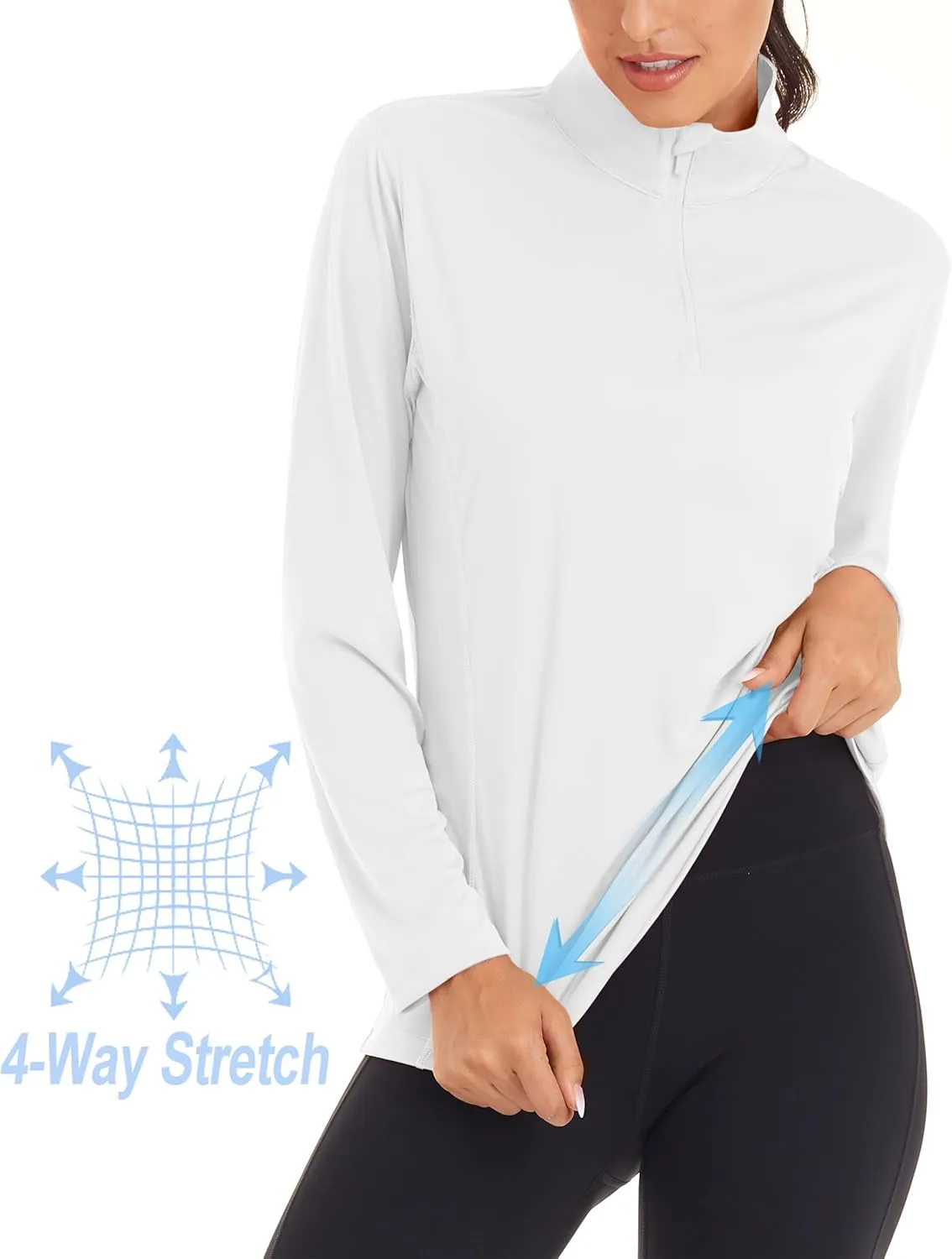 MAGCOMSEN Women's Shirts Long Sleeve 1/4 Zip UPF50  UV Sun Protection Quick Dry Workout Hiking Athletic Shirts Rash Guard