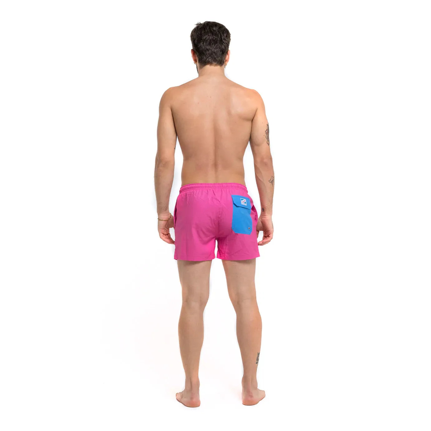 Magenta Blue Pocket Swim Trunks