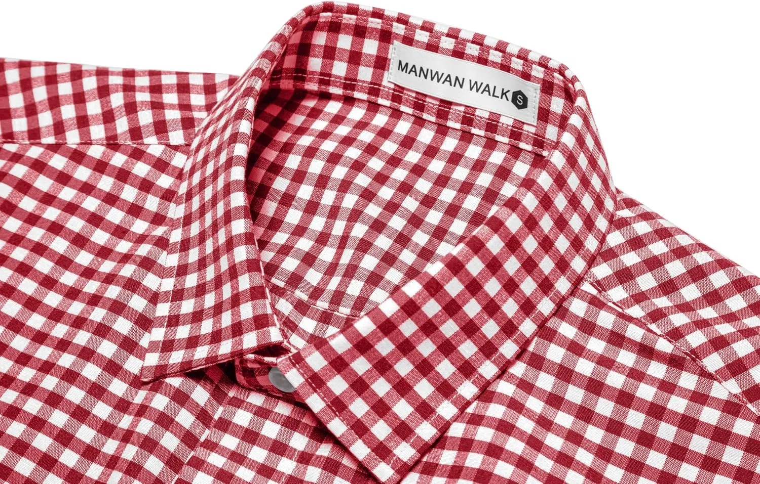 Manwan walk Mens Short Sleeve Plaid Casual Button Down Shirts Gingham Regular Fit Dress Shirts