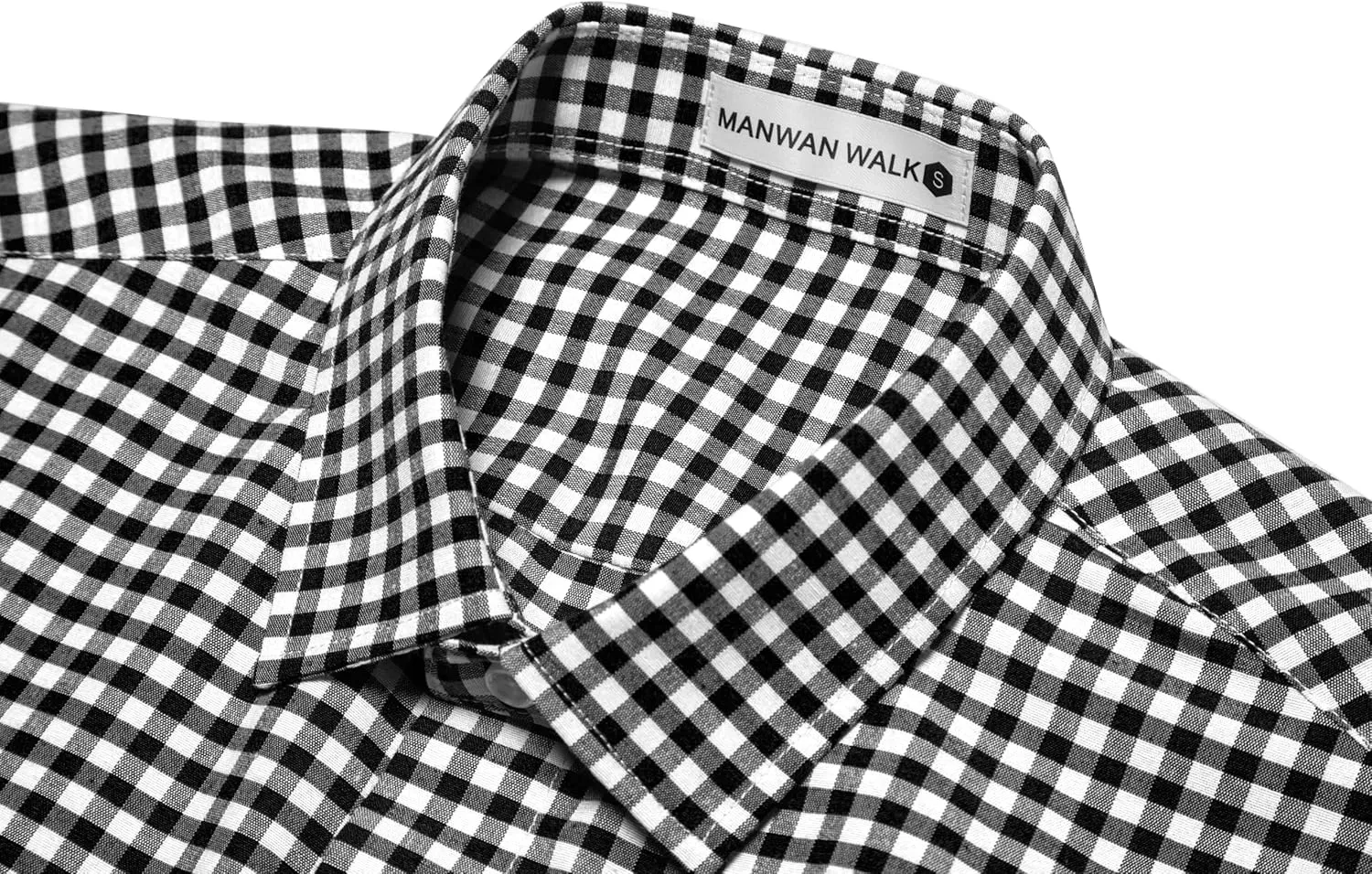 Manwan walk Mens Short Sleeve Plaid Casual Button Down Shirts Gingham Regular Fit Dress Shirts