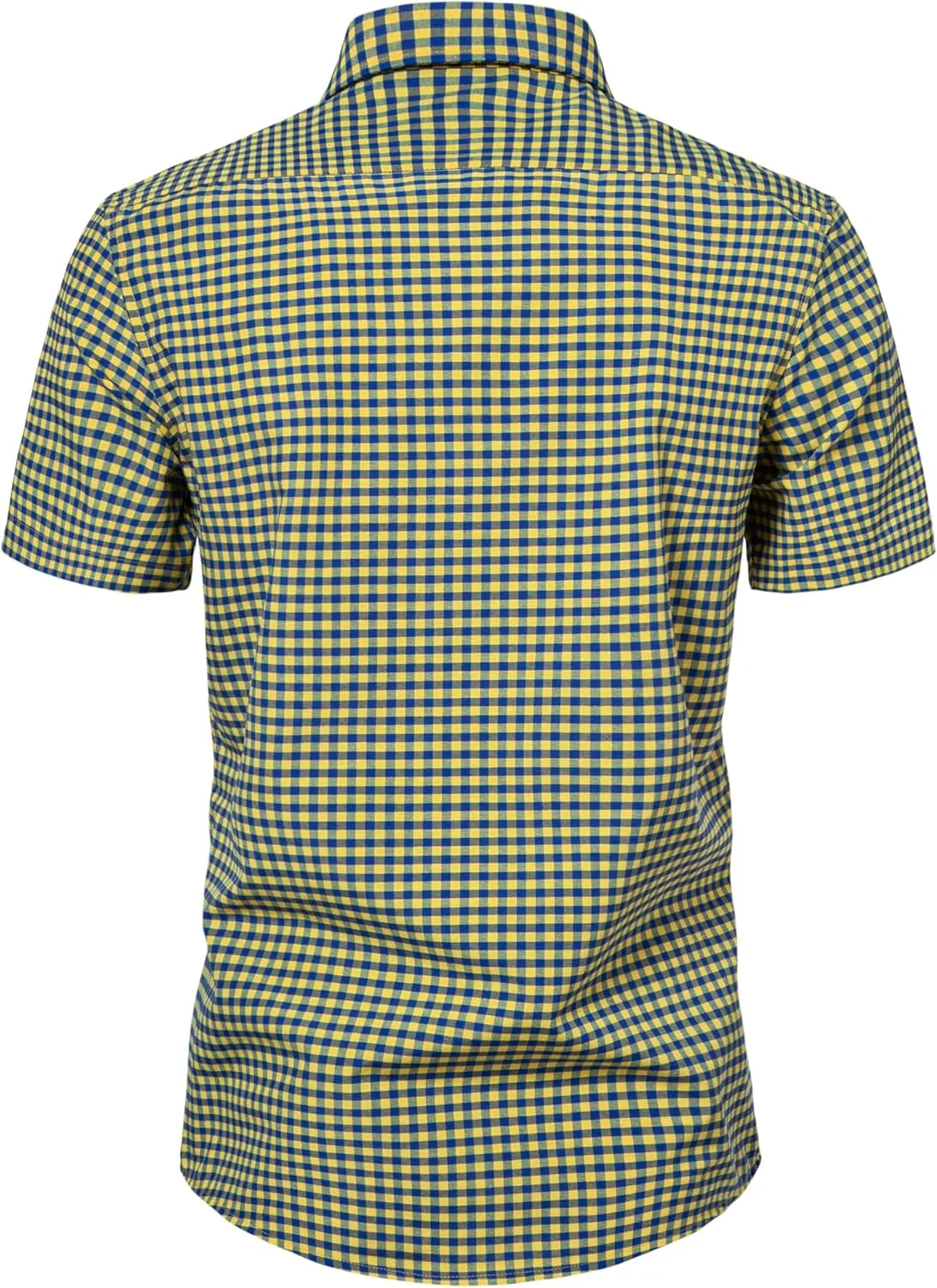 Manwan walk Mens Short Sleeve Plaid Casual Button Down Shirts Gingham Regular Fit Dress Shirts