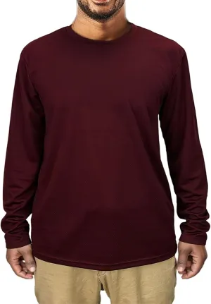 Men Long Sleeve Tee Shirts UV Protection Quick Dry Athletic Running Breathable Workout Performance Work T Shirt