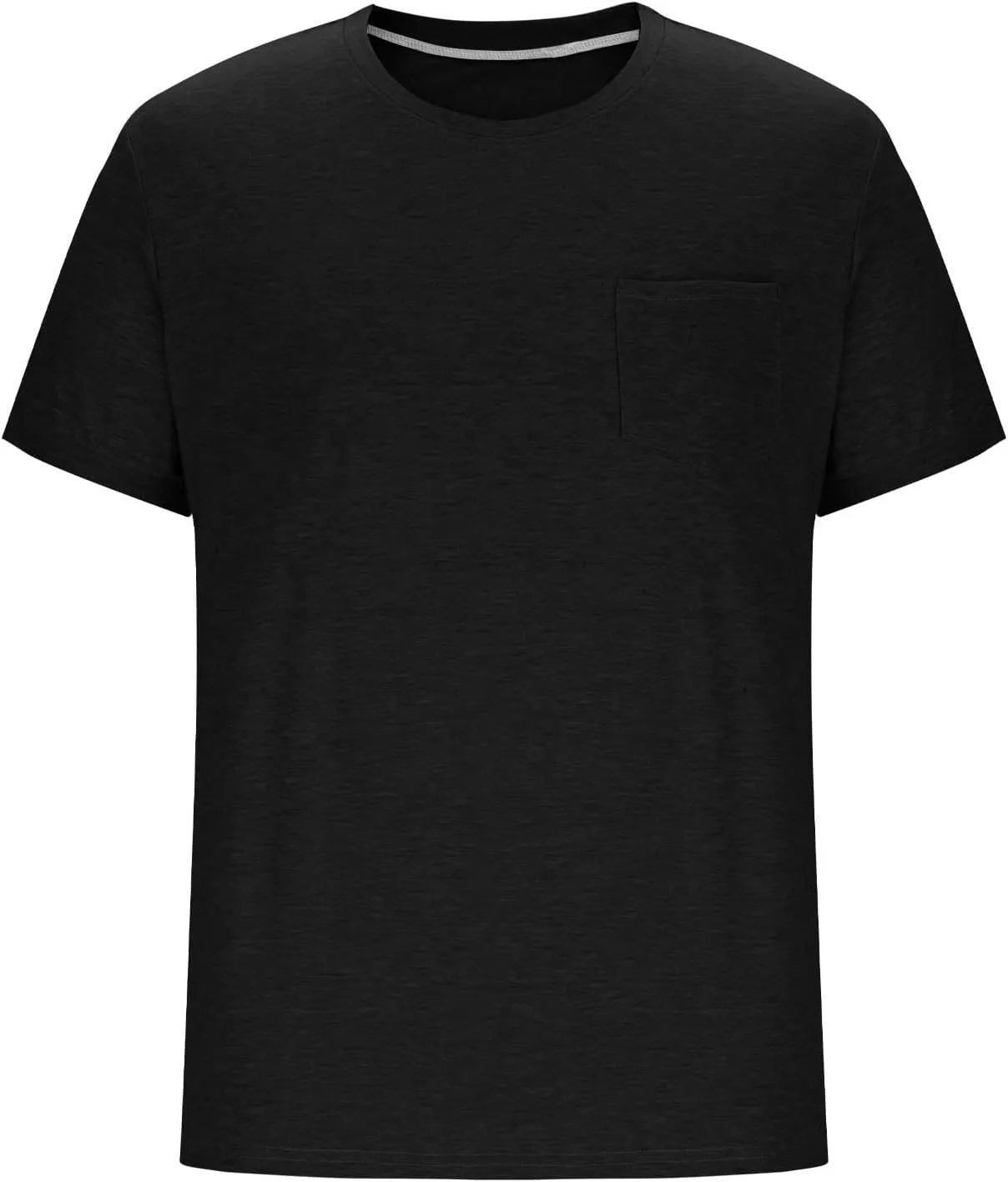 Men Short Sleeve T Shirts with Chest Pocket, Solid Color Crewneck Tee Soft Comfy Summer Tops Workout Athletic Tshirt