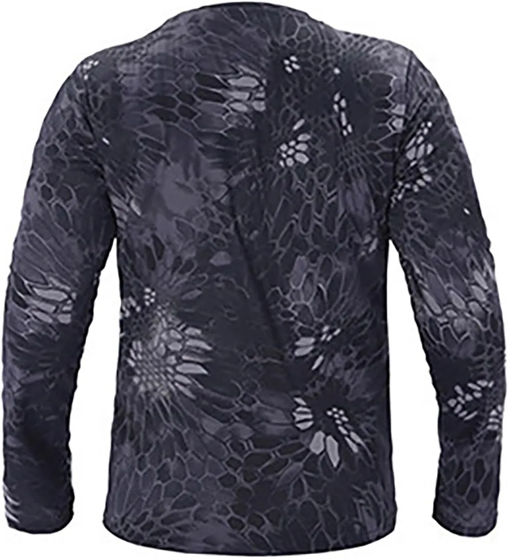 Men UPF 50  Sun Protection Camo Shirt Quick Dry Long Sleeve UV T Shirts Lightweight Moisture Wicking Athletic Hiking Tee Tops