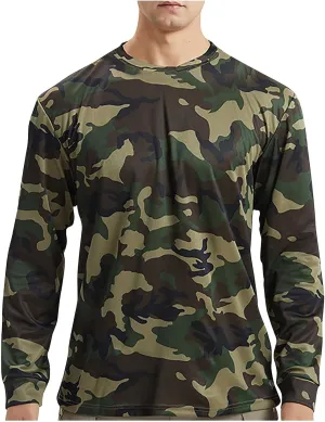Men UPF 50  Sun Protection Camo Shirt Quick Dry Long Sleeve UV T Shirts Lightweight Moisture Wicking Athletic Hiking Tee Tops