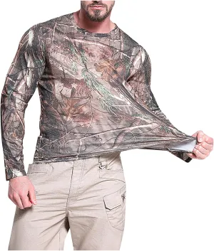 Men UPF 50  Sun Protection Camo Shirt Quick Dry Long Sleeve UV T Shirts Lightweight Moisture Wicking Athletic Hiking Tee Tops