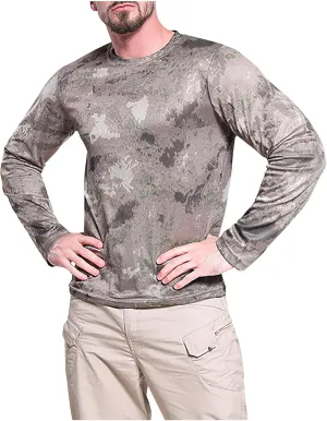 Men UPF 50  Sun Protection Camo Shirt Quick Dry Long Sleeve UV T Shirts Lightweight Moisture Wicking Athletic Hiking Tee Tops