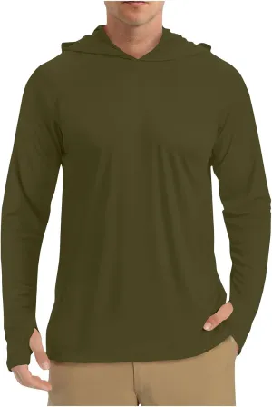 Men UPF 50  Sun Protection Hoodie Shirt Long Sleeve UV SPF Quick Dry Hood T-Shirt Rash Guard Athletic Fishing Outdoor