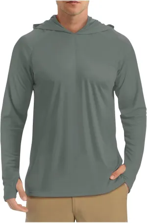 Men UPF 50  Sun Protection Hoodie Shirt Long Sleeve UV SPF Quick Dry Hood T-Shirt Rash Guard Athletic Fishing Outdoor